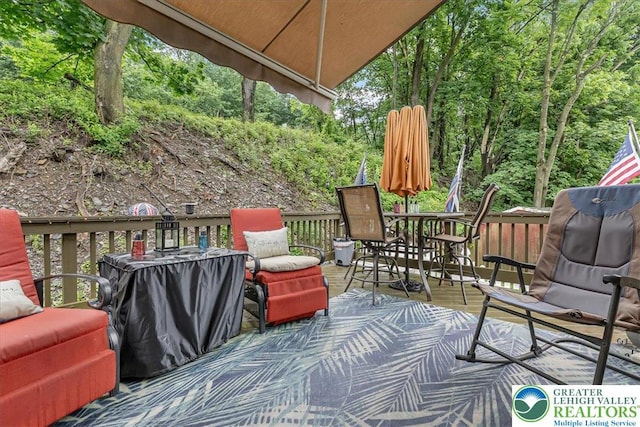 617 Lehigh Gap St, Walnutport Boro, PA 18088 - wooden terrace featuring outdoor dining area