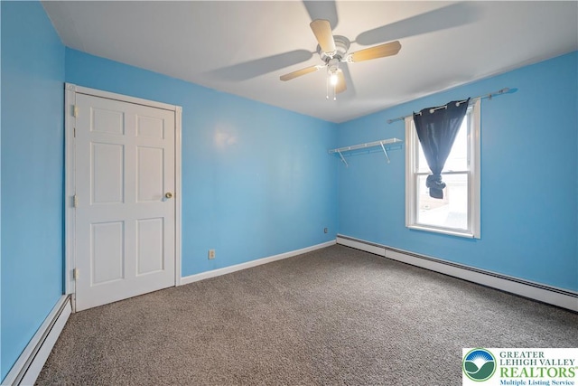 20 N 3rd St, Coplay Boro, PA 18037 - carpeted spare room with a baseboard radiator and a ceiling fan