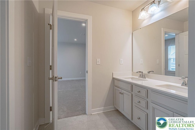 3610 Sweet Meadow Ct, Macungie Boro, PA 18062 - full bath with double vanity and tile patterned floors