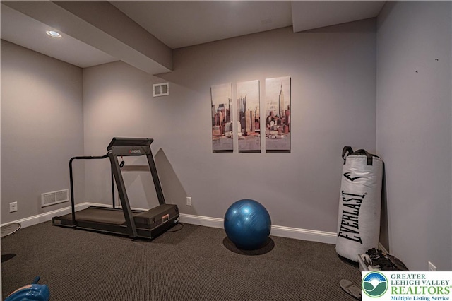 6532 Forest Knoll Ct, Upper Macungie Twp, PA 18106 - workout area with carpet flooring and recessed lighting