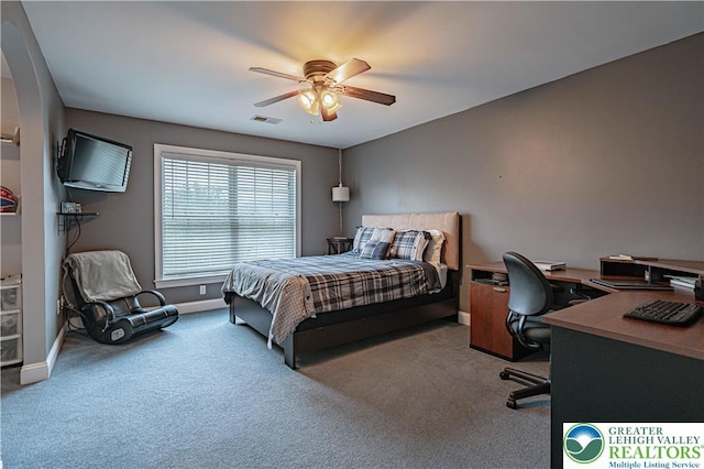 6532 Forest Knoll Ct, Upper Macungie Twp, PA 18106 - carpeted bedroom featuring an office area and ceiling fan