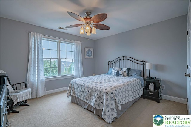6532 Forest Knoll Ct, Upper Macungie Twp, PA 18106 - bedroom with light carpet and a ceiling fan