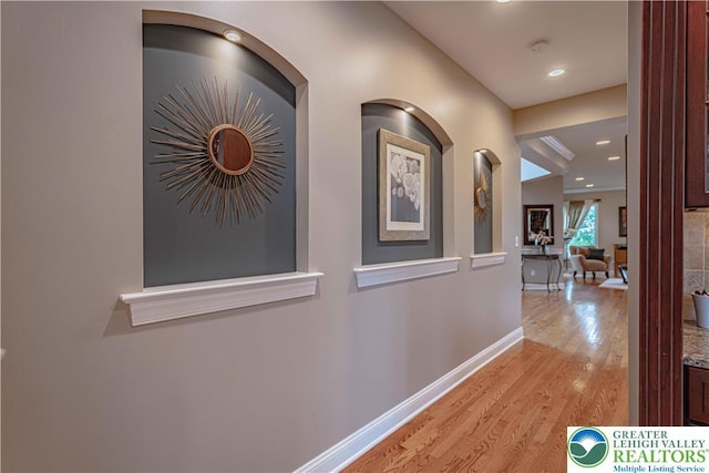 6532 Forest Knoll Ct, Upper Macungie Twp, PA 18106 - hallway with light wood-style floors and recessed lighting