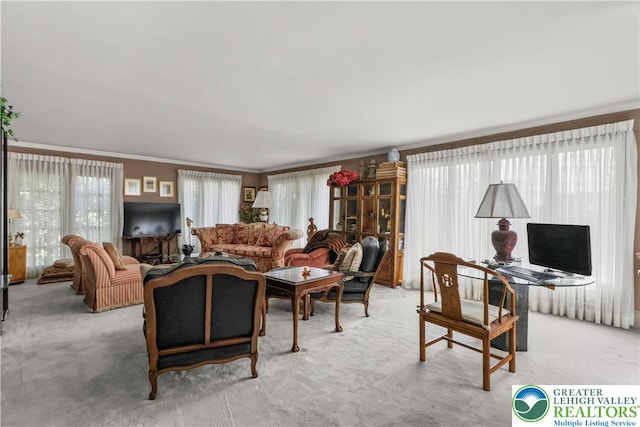 2730 Chew St, Allentown City, PA 18104 - living area with carpet and ornamental molding
