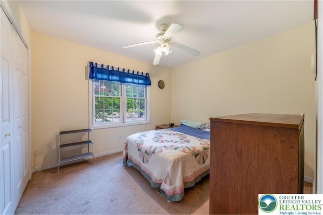 11 Apache Dr, Upper Mt Bethel Twp, PA 18343 - carpeted bedroom with a closet and ceiling fan