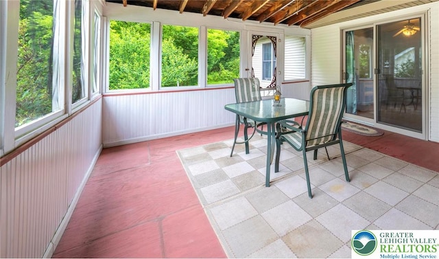 11 Apache Dr, Upper Mt Bethel Twp, PA 18343 - sunroom with plenty of natural light and beamed ceiling