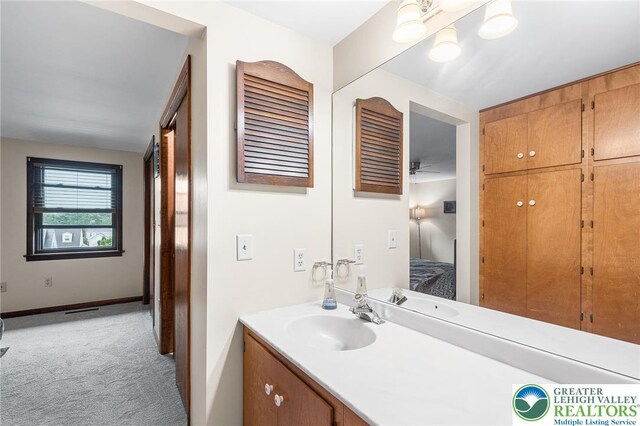 1411 Linden St, Bethlehem City, PA 18018 - bathroom with vanity and ceiling fan
