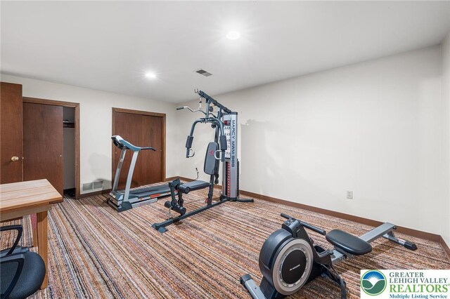 1411 Linden St, Bethlehem City, PA 18018 - exercise area featuring carpet and recessed lighting