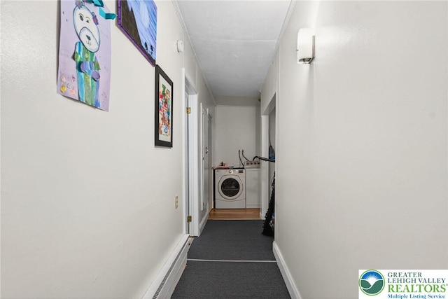 485 S Walnut St, Slatington Boro, PA 18080 - hallway featuring washer and clothes dryer and carpet