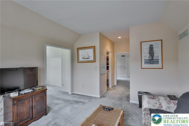 634 Country Club Rd, Easton, PA 18045 - living room featuring lofted ceiling and light carpet