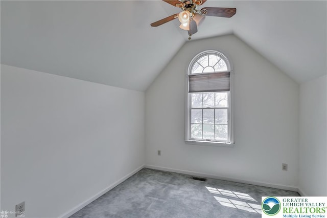 634 Country Club Rd, Easton, PA 18045 - bonus room featuring lofted ceiling, ceiling fan, and carpet floors