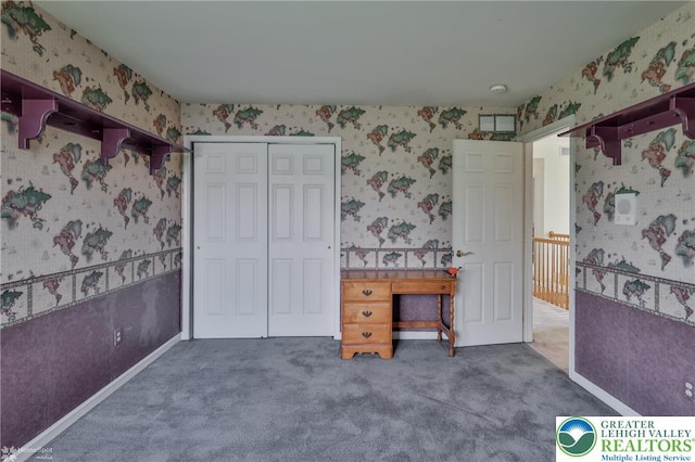 634 Country Club Rd, Easton, PA 18045 - unfurnished bedroom featuring wallpapered walls, carpet floors, and a closet
