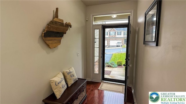 102 Gray Dr, Allen Twp, PA 18067 - entryway featuring dark wood-style flooring and baseboards