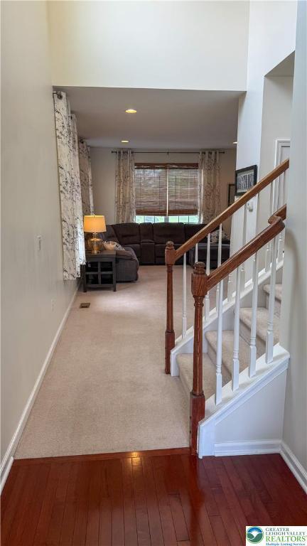 102 Gray Dr, Allen Twp, PA 18067 - stairs with wood-type flooring and baseboards