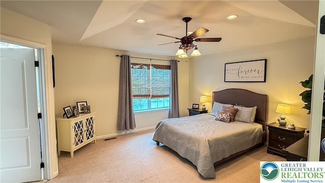 102 Gray Dr, Allen Twp, PA 18067 - bedroom with recessed lighting, light colored carpet, and ceiling fan