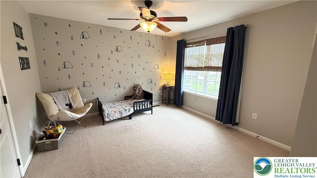102 Gray Dr, Allen Twp, PA 18067 - bedroom featuring light carpet and ceiling fan