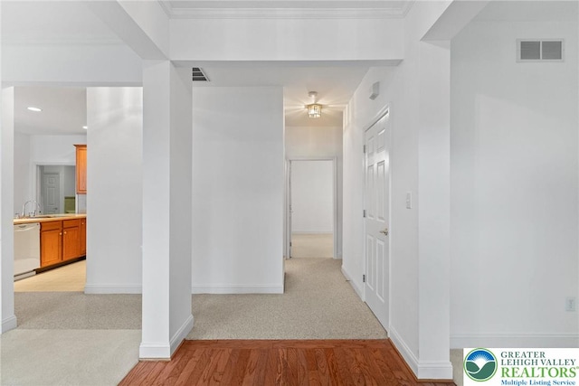1883 Gregory Pl, Lower Saucon Twp, PA 18055 - hallway featuring light colored carpet, recessed lighting, and light wood-style flooring