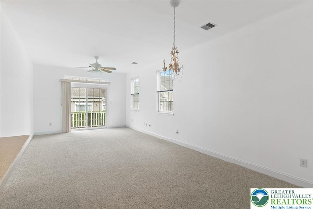 1883 Gregory Pl, Lower Saucon Twp, PA 18055 - carpeted spare room featuring a chandelier and ceiling fan