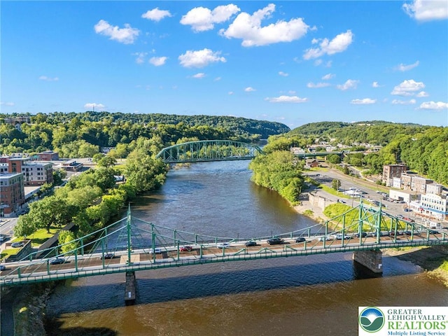 209 Northampton St, Easton, PA 18042 - water view with a notable bridge and a heavily wooded area