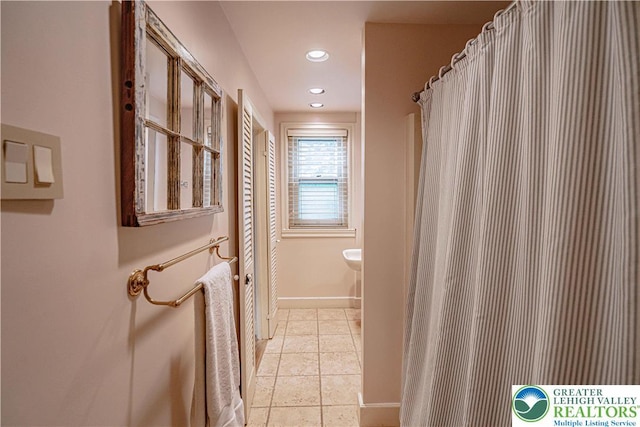 407 N 8th St, Allentown City, PA 18102 - full bath with recessed lighting and tile patterned flooring