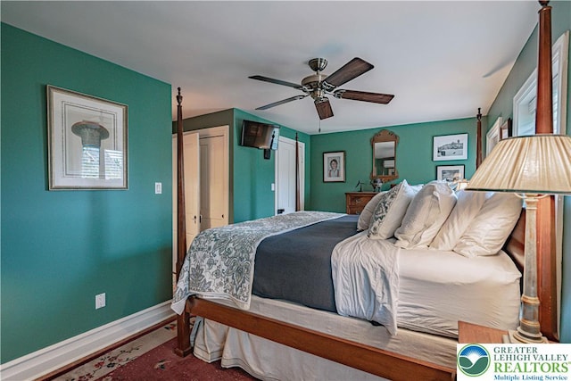 407 N 8th St, Allentown City, PA 18102 - bedroom with a ceiling fan and two closets