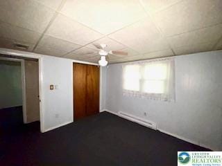 3641 Sequoia Dr, Middle Smithfield Twp, PA 18302 - unfurnished bedroom featuring a baseboard heating unit and a drop ceiling