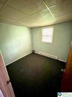 3641 Sequoia Dr, Middle Smithfield Twp, PA 18302 - below grade area with baseboard heating and a drop ceiling