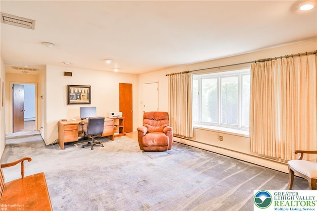 3609 Erie St, Palmer Twp, PA 18045 - office featuring carpet, a baseboard heating unit, and a baseboard radiator