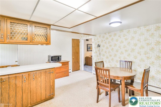3609 Erie St, Palmer Twp, PA 18045 - dining space featuring wallpapered walls and light colored carpet