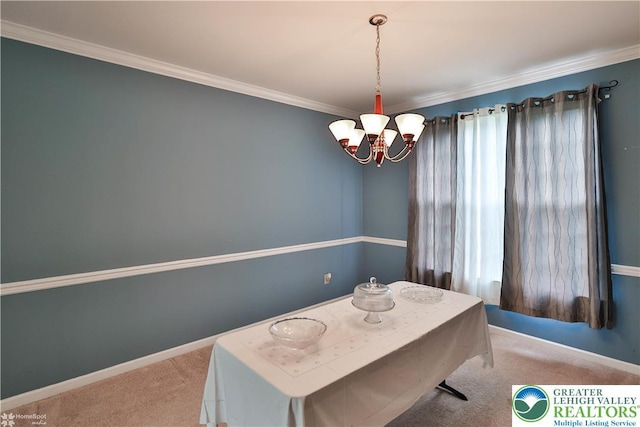 10 Windrift Ct, Easton, PA 18045 - carpeted dining area featuring a chandelier, ornamental molding, and an office area
