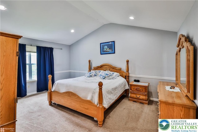 10 Windrift Ct, Easton, PA 18045 - bedroom with vaulted ceiling, carpet, and recessed lighting