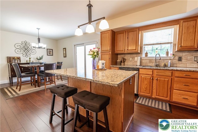2657 Anthony Ct, Palmer Twp, PA 18045 - kitchen featuring dishwasher, dark wood-style flooring, and backsplash