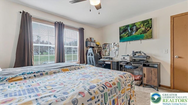 3954 Cedar Dr, Lehigh Twp, PA 18088 - bedroom featuring carpet flooring and ceiling fan