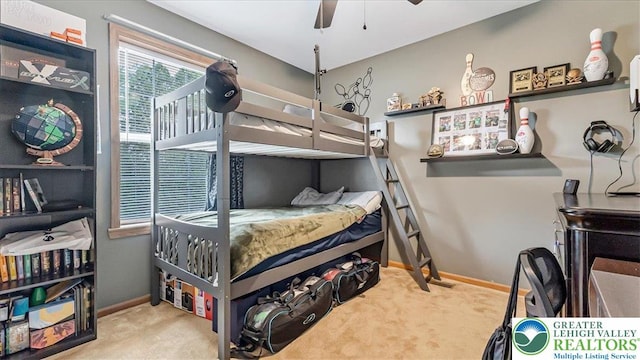 3954 Cedar Dr, Lehigh Twp, PA 18088 - carpeted bedroom featuring baseboards and ceiling fan