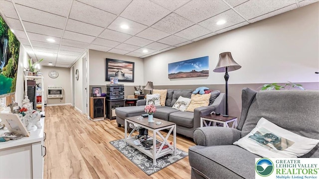 3954 Cedar Dr, Lehigh Twp, PA 18088 - living room with heating unit, light wood-type flooring, and recessed lighting