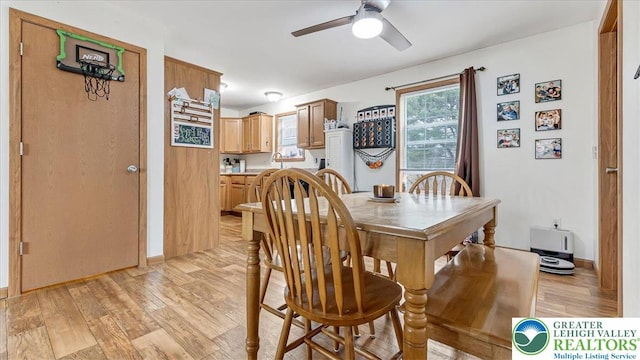 3954 Cedar Dr, Lehigh Twp, PA 18088 - dining space featuring ceiling fan and light wood-type flooring