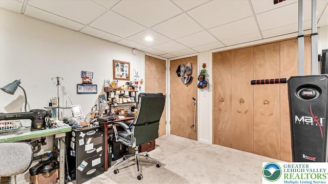 3954 Cedar Dr, Lehigh Twp, PA 18088 - carpeted office featuring a drop ceiling