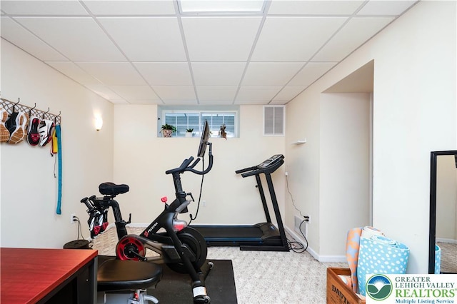 1778 Pinewind Dr, Alburtis Boro, PA 18011 - workout area featuring a drop ceiling and carpet flooring