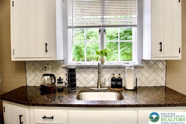 737 Frost Hollow Rd, Easton, PA 18040 - kitchen with white cabinets, decorative backsplash, and plenty of natural light