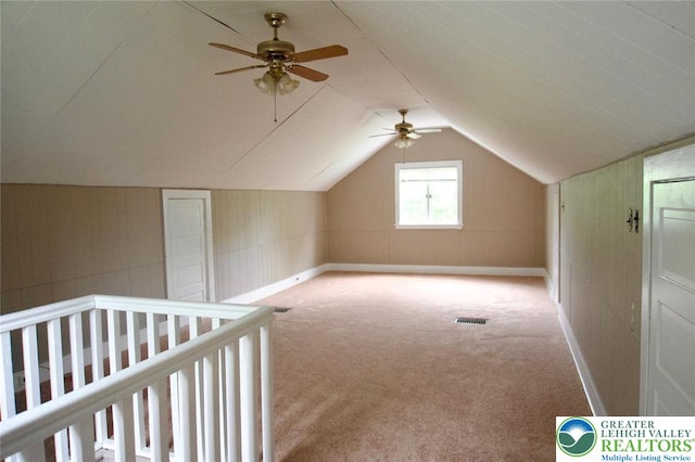 737 Frost Hollow Rd, Easton, PA 18040 - bonus room with a ceiling fan, carpet, and lofted ceiling