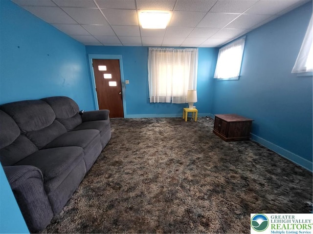 419 E Walnut St, Allentown City, PA 18109 - living room featuring a paneled ceiling and carpet flooring