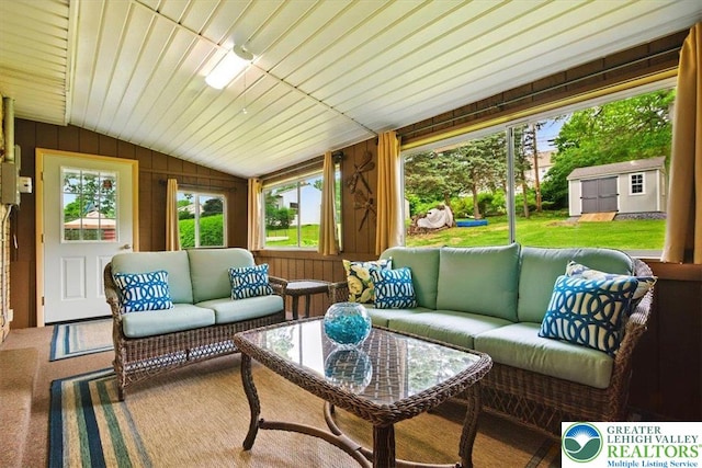 627 Columbia Ave, Palmerton Boro, PA 18071 - sunroom / solarium featuring vaulted ceiling and outdoor lounge area