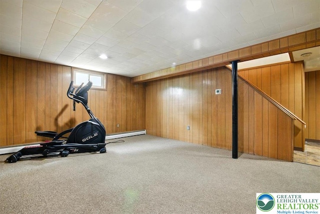627 Columbia Ave, Palmerton Boro, PA 18071 - workout area with carpet floors and wooden walls