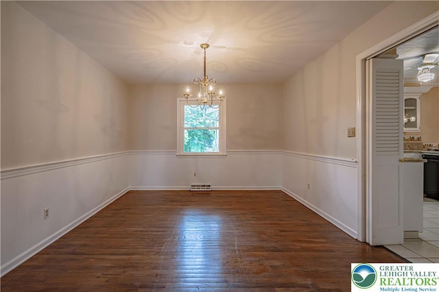 1265 Clearview Cir, Lower Macungie Twp, PA 18103 - unfurnished dining area featuring a chandelier and wood finished floors