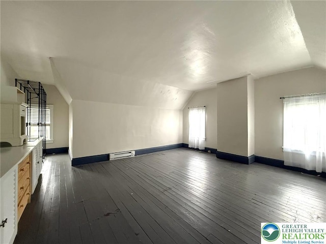 233 Lafayette Ave, Palmerton Boro, PA 18071 - additional living space with vaulted ceiling, dark wood-style flooring, and plenty of natural light