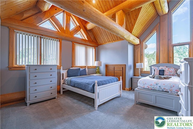 379 Meyer Rd, Bushkill Twp, PA 18064 - carpeted bedroom featuring wooden ceiling