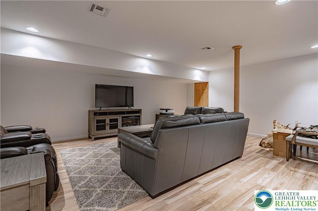 379 Meyer Rd, Bushkill Twp, PA 18064 - living room featuring light wood-style flooring and recessed lighting
