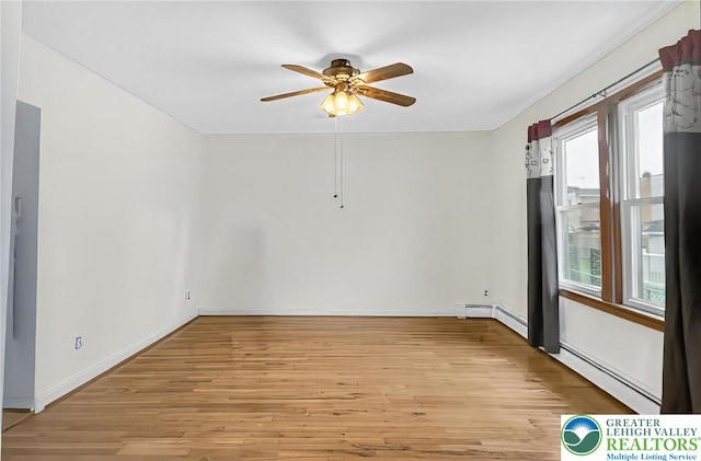 815 Summit Ave, Prospect Park, PA 19076 - unfurnished room with ceiling fan, light wood-style floors, and baseboard heating