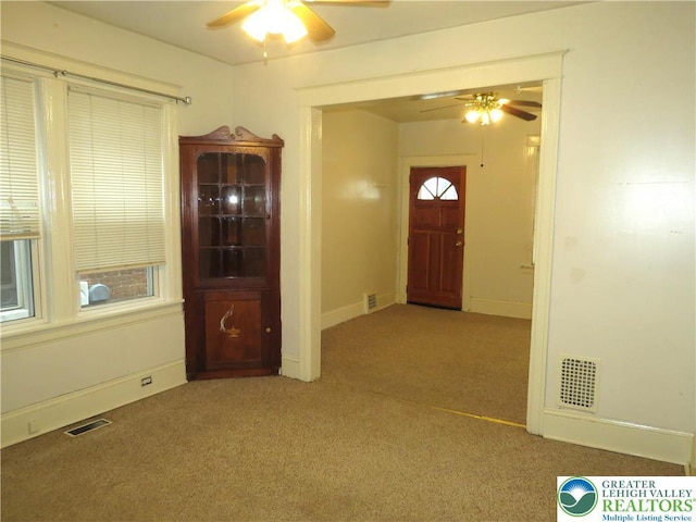 2206 Forest St, Wilson Boro, PA 18042 - carpeted foyer entrance with ceiling fan and baseboards