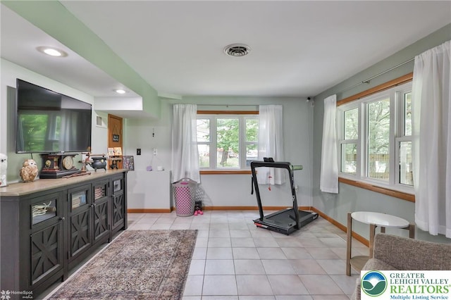 1925 Peach Tree Ln, Lower Saucon Twp, PA 18015 - exercise area featuring light tile patterned flooring and recessed lighting